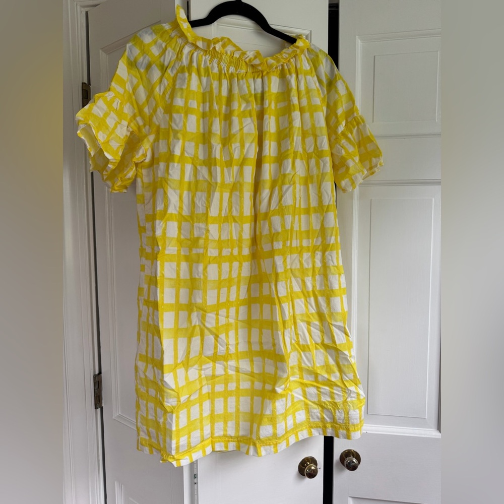 Brooke Wright Yellow and White Checkered Mini Dress